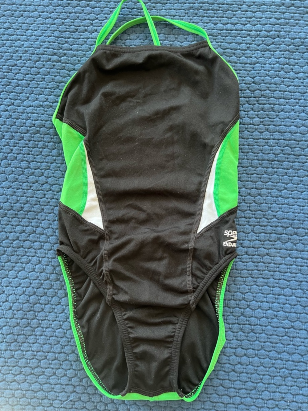 Speedo Endurance (28) girls Black, Green & White Training One-Piece Swimsuit